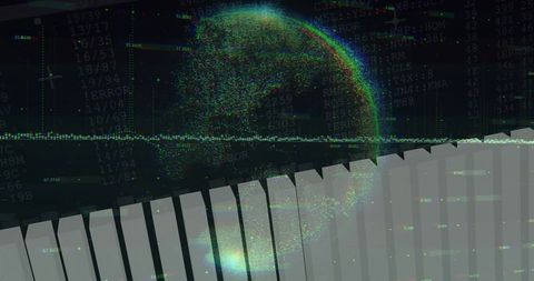 Futuristic Globe Interface with Data Visualization Overlay