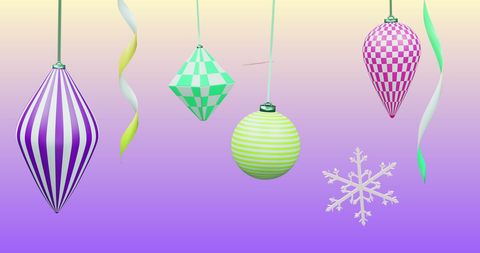 Colorful Christmas Decorations on Gradient Background