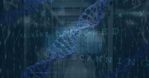 DNA Helix in Data Center Conceptual Art with Cybersecurity Theme