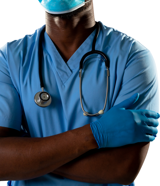 Closeup of African American Healthcare Worker Wearing Scrubs, Stethoscope and Mask - Download Free Stock Videos Pikwizard.com