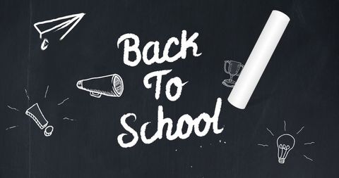 Back to School Chalkboard Banner with Education Icons - Download Free Stock Images Pikwizard.com