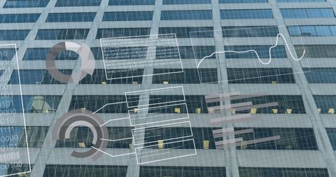 Digital Financial Data Over High-Rise Architecture - Download Free Stock Images Pikwizard.com