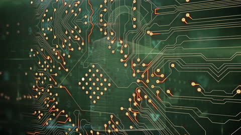 Abstract Digital Circuit Figures with Data Connecting Patterns