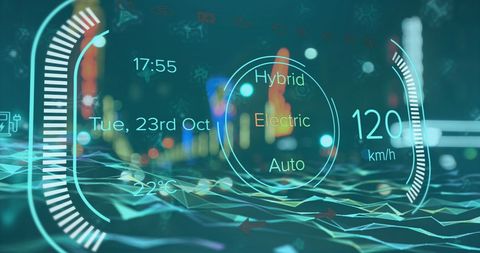 Futuristic Digital Car Speedometer Display with City Lights - Download Free Stock Images Pikwizard.com
