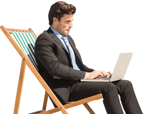 Businessman With Laptop on Beach Chair Transparent Background - Download Free Stock Videos Pikwizard.com