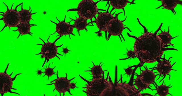 Microscopic View of Multiple Viruses Against Green Background - Download Free Stock Images Pikwizard.com