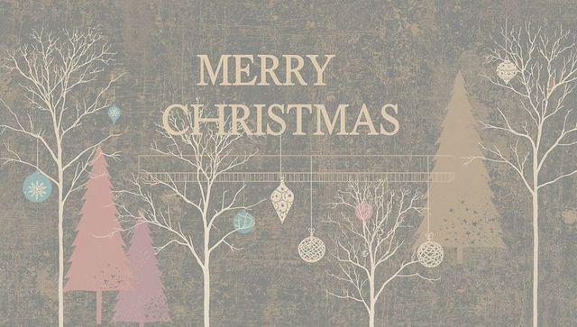 Minimalist vintage christmas card with tree silhouettes