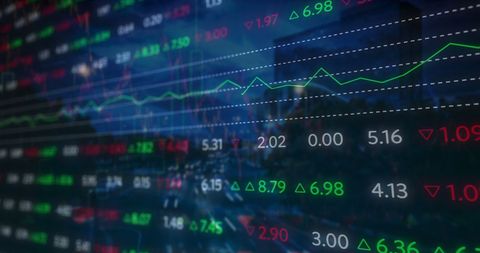 Stock Market Trading Data with Urban City Background - Download Free Stock Images Pikwizard.com