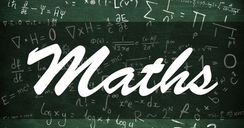 Chalkboard with Mathematical Formulas and Calligraphy