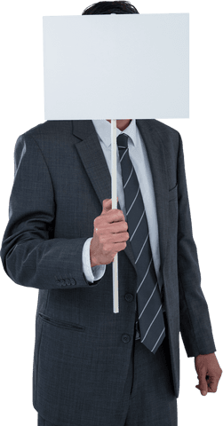 transparent businessman holding blank sign with copy space - Download Free Stock Videos Pikwizard.com