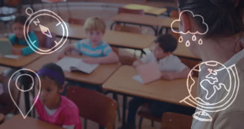 Teacher Engaging Young Students in Learning with Iconography