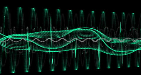 Dynamic Digital Wave with Circular Patterns on Black