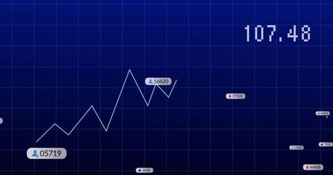 Interactive Digital Analytics Dashboard with Blue Line Graph