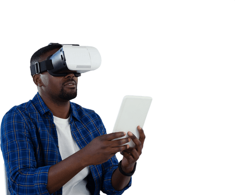Transparent Background Man Using Virtual Reality and Tablet Outdoors - Download Free Stock Videos Pikwizard.com
