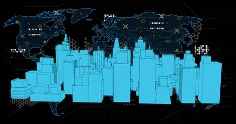 Digital Cityscape with Global Technology Interface Background - Download Free Stock Images Pikwizard.com