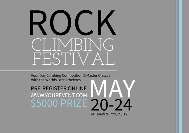 Adventurous Rock Climbing Festival Event Gates Poster - Download Free Stock Templates Pikwizard.com