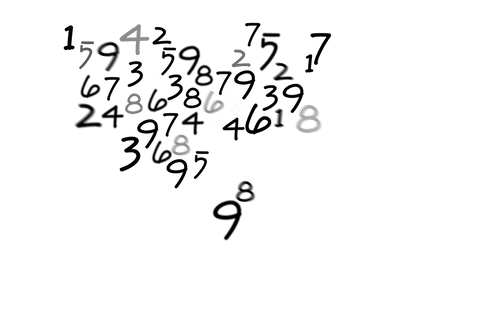 Transparent numerical digits illustration on black background