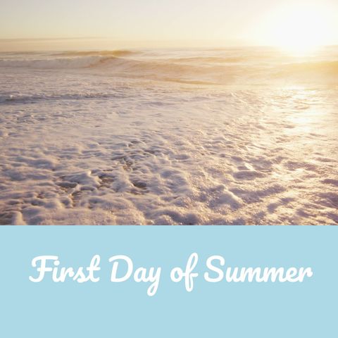 first day of summer beach waves and sunrise - Download Free Stock Templates Pikwizard.com
