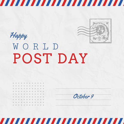 World Post Day Card with Stamp on White Background - Download Free Stock Templates Pikwizard.com
