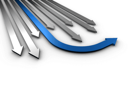 blue arrow path diverging from grey arrows transparent illustration - Download Free Stock Videos Pikwizard.com