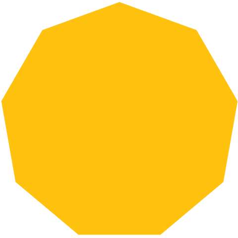 Yellow octagon shape on transparent background vector