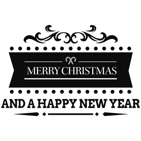 Elegant Merry Christmas and Happy New Year Transparent Text Design