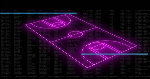 3D Neon Basketball Court with Data Overlay - Download Free Stock Images Pikwizard.com