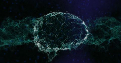 Digital representation human brain with dna strands