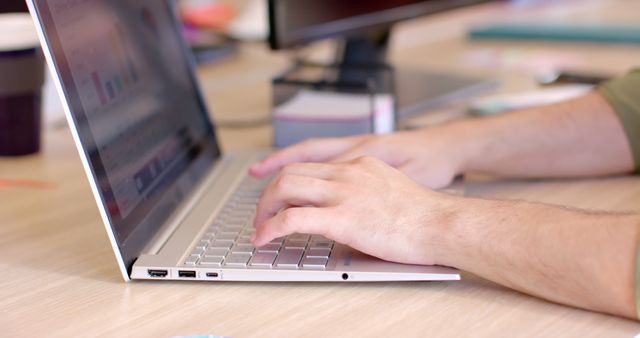 Close-Up of Hands Typing on Laptop in Office - Download Free Stock Images Pikwizard.com