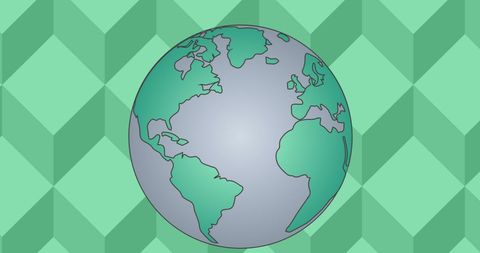 Earth Symbol on Geometric Green Background