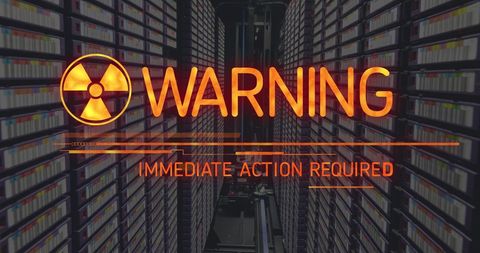 Warning Alert Sign Over Digital Data Center