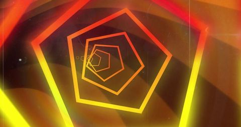 Dynamic Hexagonal Abstract in Orange and Yellow Hues