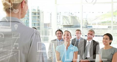 Professional Seminar with Diverse Team and Digital Interface