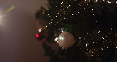 Close-up of Christmas Tree with Baubles and Bokeh Lights - Download Free Stock Images Pikwizard.com