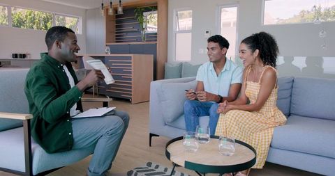 Couple Consulting Advisor in Contemporary Living Room