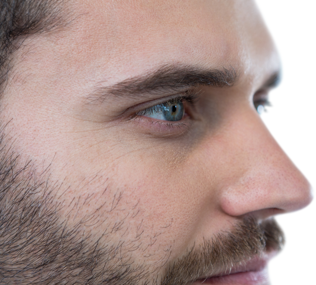 Close Up Profile of Man with Transparent Blue Eyes - Download Free Stock Videos Pikwizard.com