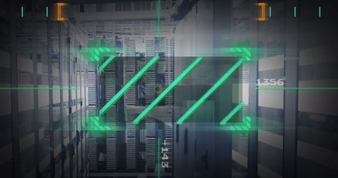 Futuristic Data Center Network with Digital Viewfinder Overlay - Download Free Stock Images Pikwizard.com