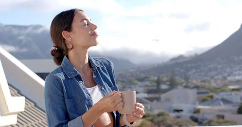 Relaxing Escape on Sunny Mountain Balcony Enjoying View