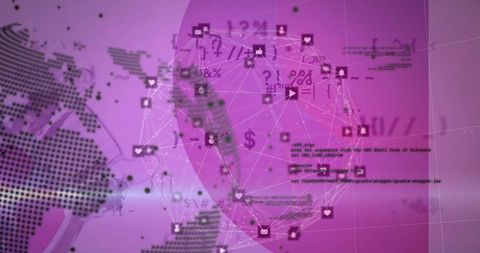 global data networking and communication in pink digital interface - Download Free Stock Images Pikwizard.com