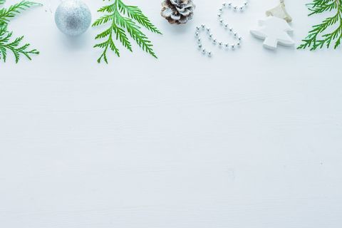 Minimalist Christmas Decorations on White Background