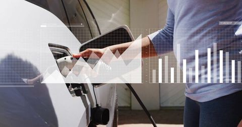 Charging Electric Car with Data Overlay for Future Mobility