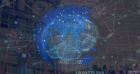 Projecting Holographic Brain-Globe Lock Visualizing Cybersecurity, Fintech and Data Networks