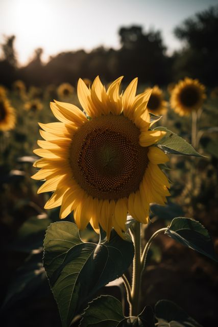 Sunflower in field with blurred background, created using generative ai technology - Download Free Stock Photos Pikwizard.com