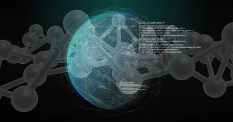 Digital Data Processing with DNA Helix Around Globe - Download Free Stock Images Pikwizard.com