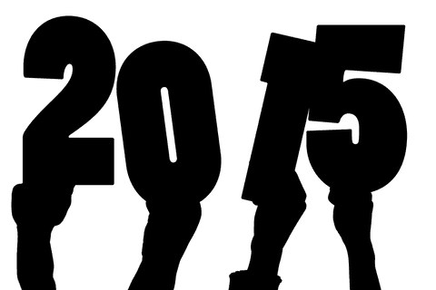 Hands holding 2015 text on transparent background illustration