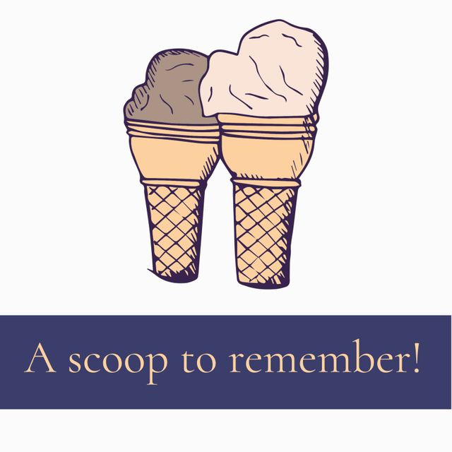 Two Ice Cream Cones with Chocolate and Vanilla Scoop Illustrations - Download Free Stock Templates Pikwizard.com