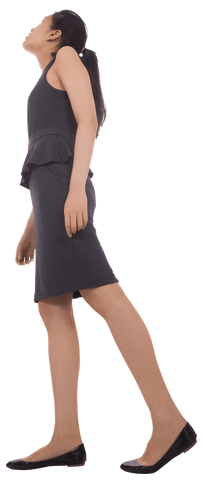 Biracial Businesswoman on Transparent Background Looking Up