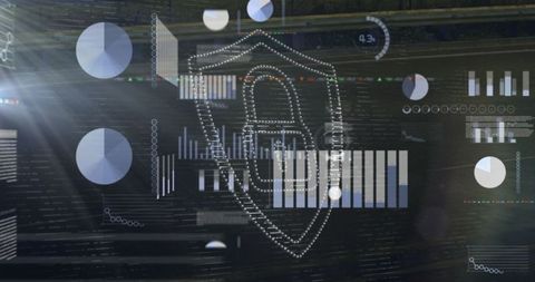 Financial Data Processing with Digital Lock Over Construction Site