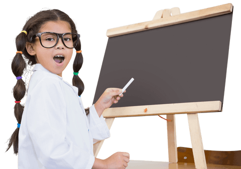 surprised schoolgirl with chalk in transparent background - Download Free Stock Videos Pikwizard.com