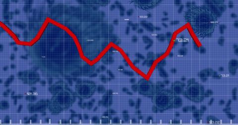 Red Line Graph Overlay on Virus Micrograph Illustrating Data Trends - Download Free Stock Images Pikwizard.com